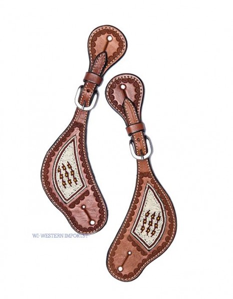 Western Imports LADY&#039;S BEADED SPURSTRAP, RUSSET